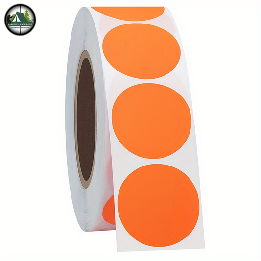 Roll of fluorescent round labels 25mm bright orange stickers for shooting targets from Military-Outdoors.com