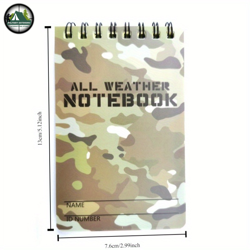 Military Style Notepad - All Weather Tactical Notebook Camouflage 1pc Notepad