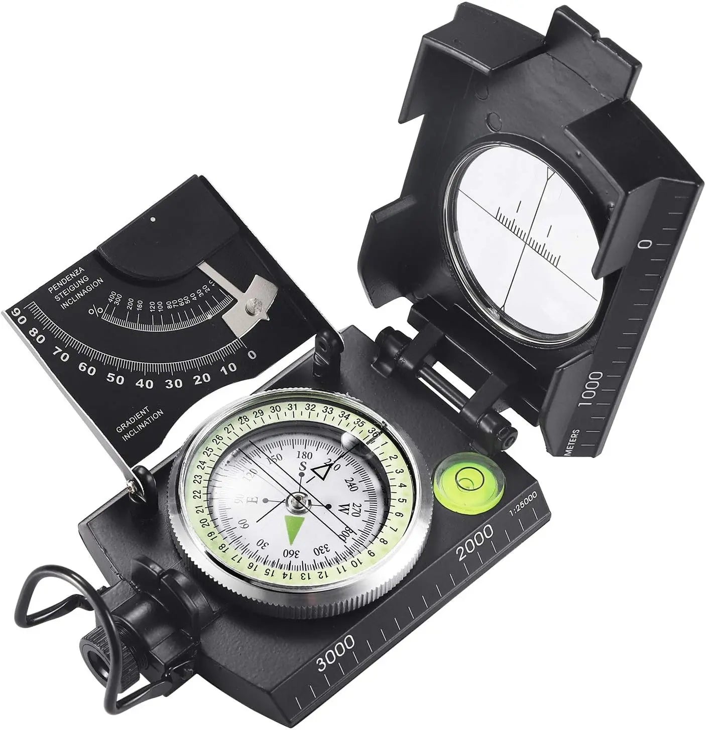 Multifunctional All Metal Military Compass black Compas