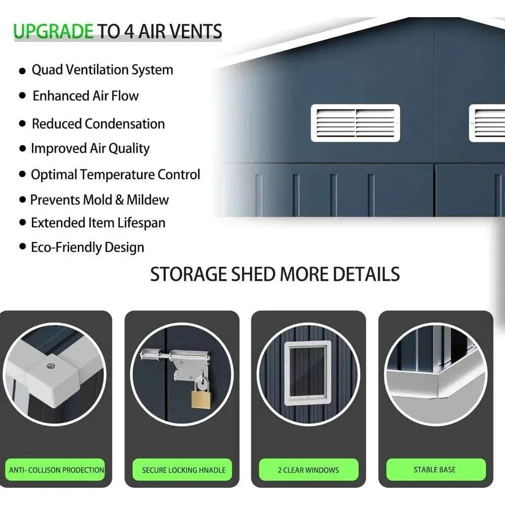 Military-Outdoors Steel Outdoor Storage Shed Shed