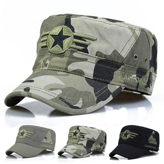 Military Outdoors Baseball Military Caps camo cadet cap with star wing patch three color options olive tan black