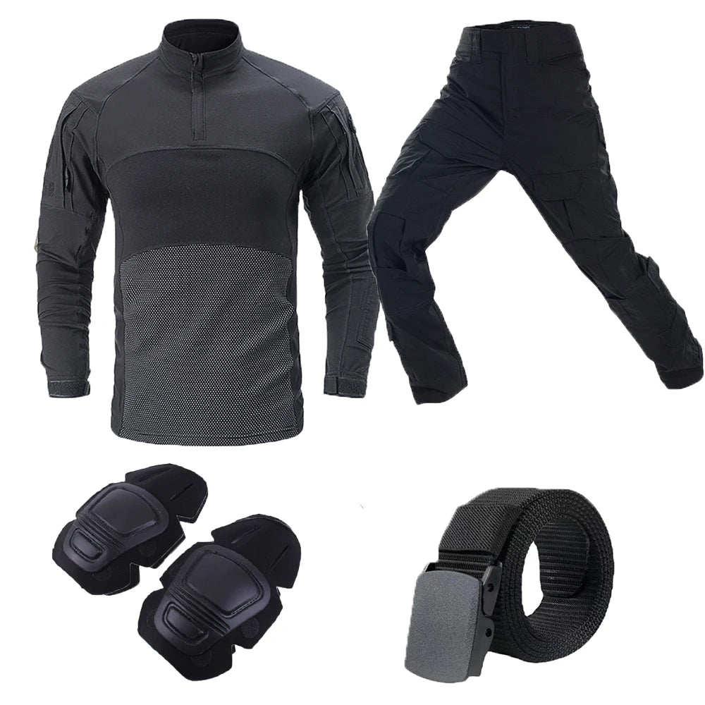 Tactical Military Uniform A5 by Military-Outdoors Black belt pad Suit