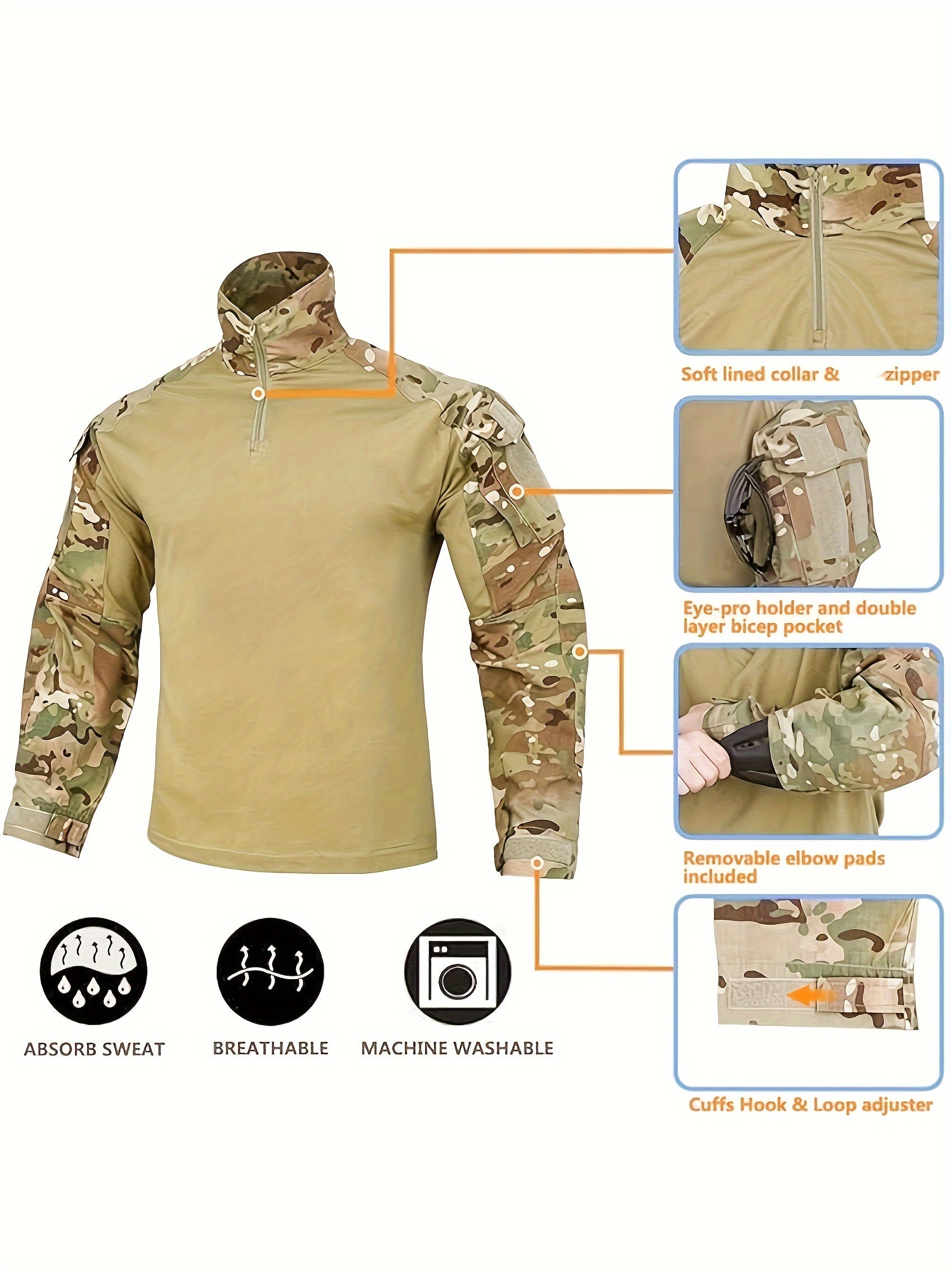 Military-Outdoors Tactical Suit with Knee Pads Suit
