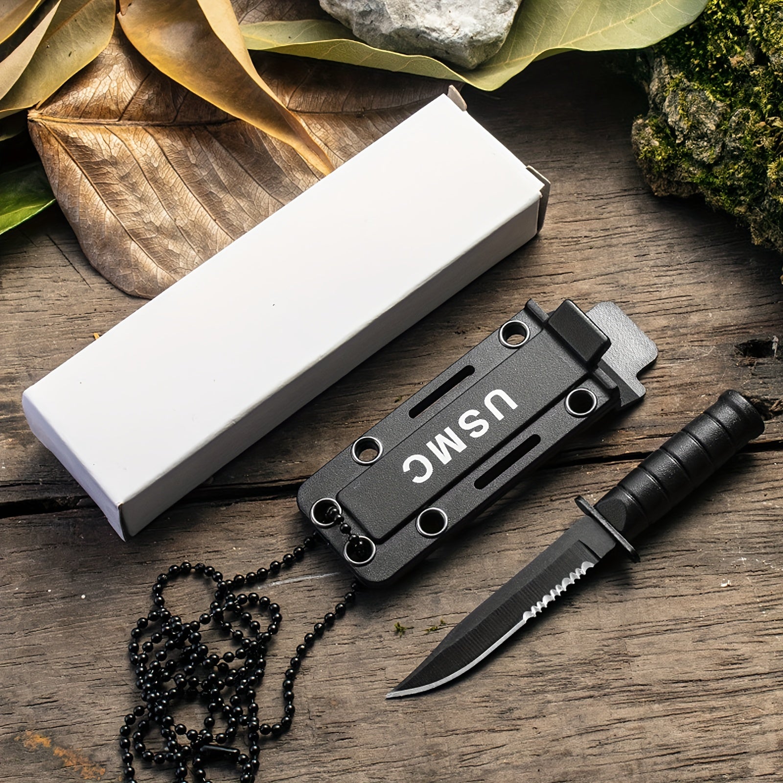 Mini Survival Knife With Chain Holder and Sheath Knife