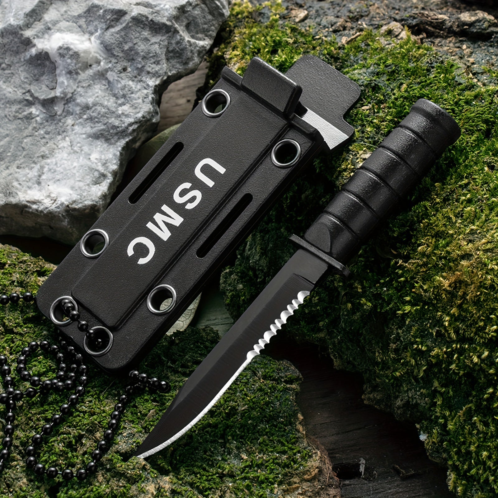 Mini Survival Knife With Chain Holder and Sheath Knife