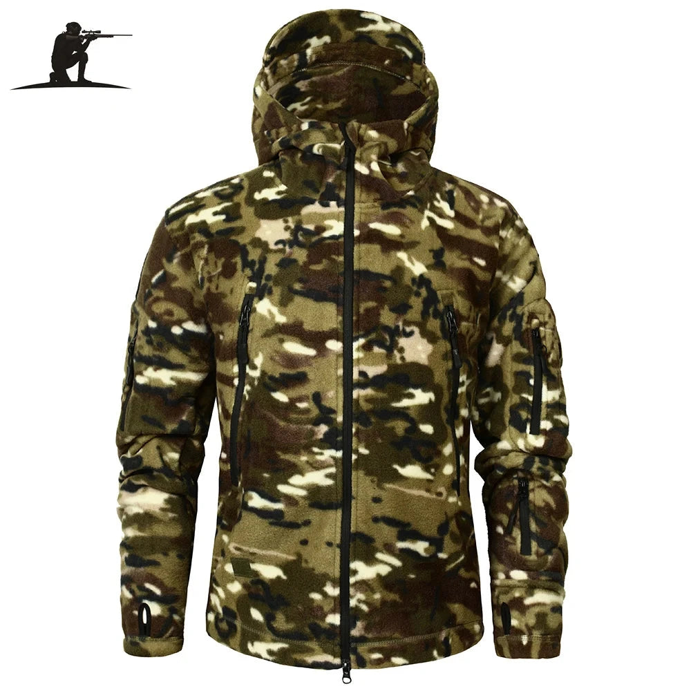 Military Fleece Warm Camouflage Mens Hoodie Jacket