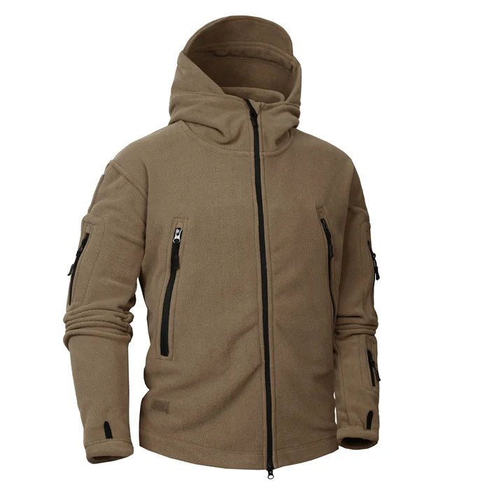 Military Fleece Warm Camouflage Mens Hoodie Brown Jacket
