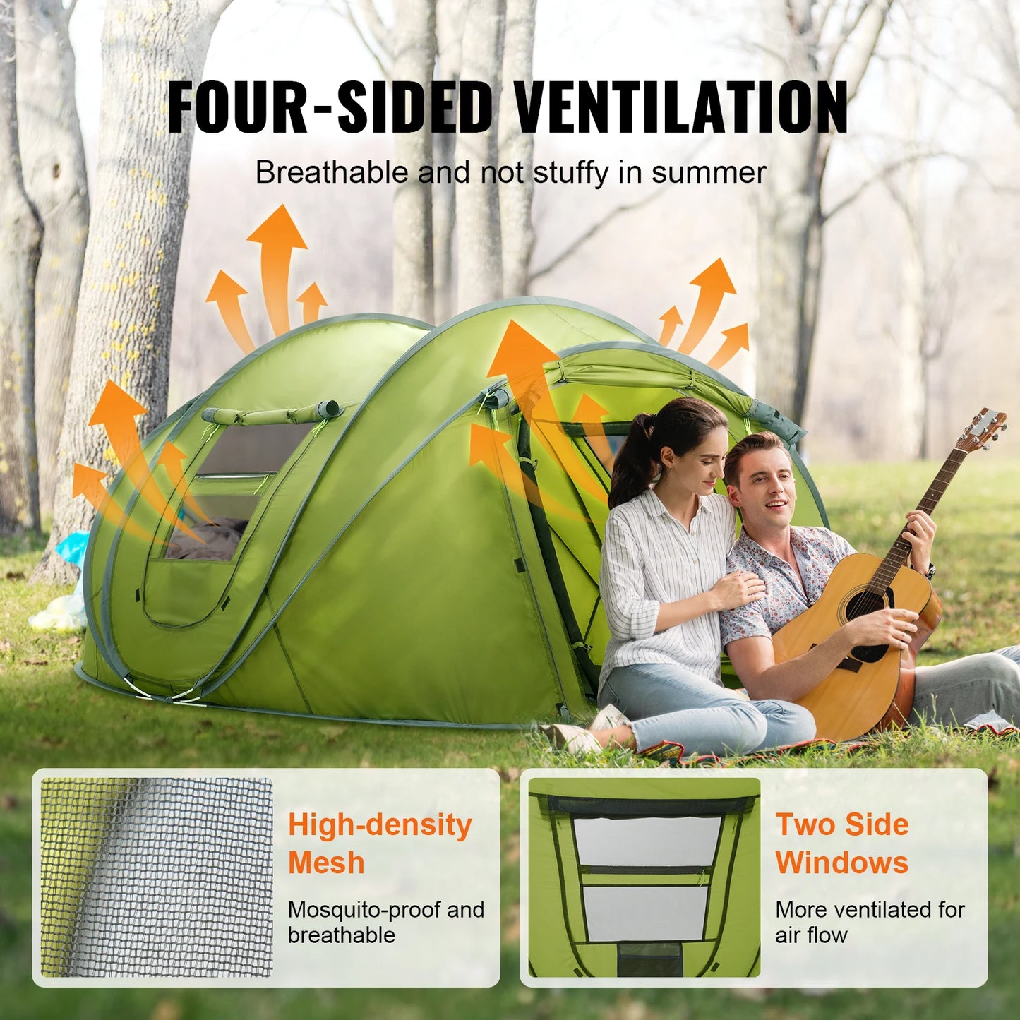 VEVOR Pop-Up Waterproof Backpacking Tent Fit 4 Person Tent