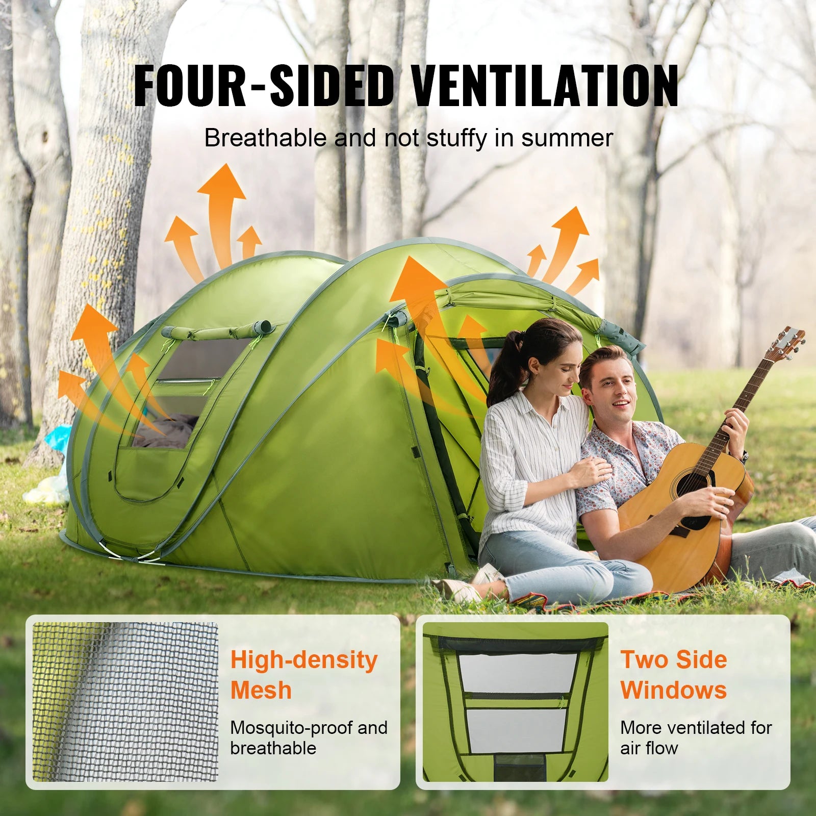 VEVOR Pop-Up Waterproof Backpacking Tent Fit 4 Person Tent