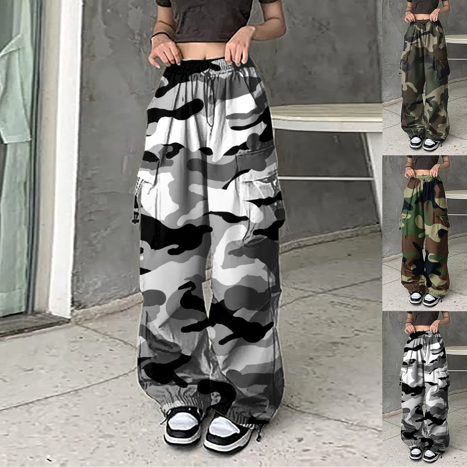 Women wearing vintage camouflage cargo pants in multiple camo patterns from Military-Outdoors.com