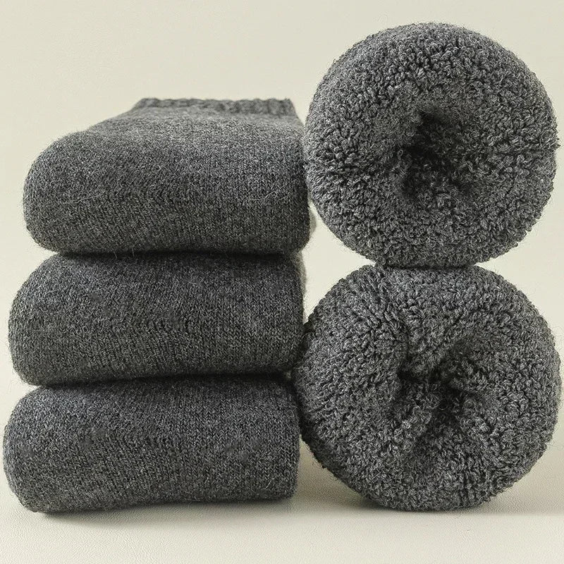 3 Pairs Wool Socks - Merino Wool for Outdoor Comfort Dark Grey Socks