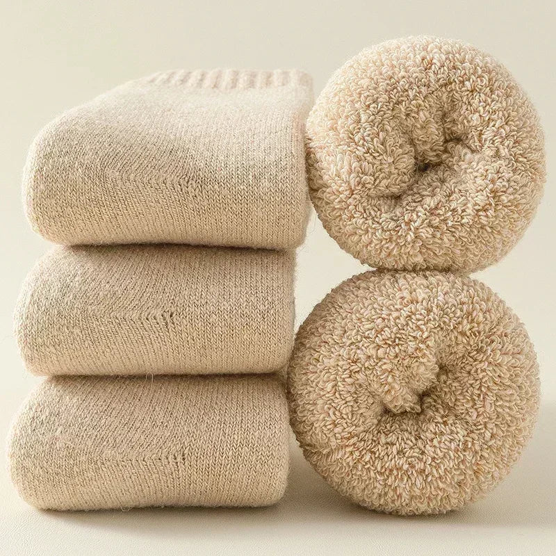 3 Pairs Wool Socks - Merino Wool for Outdoor Comfort Khaki Socks