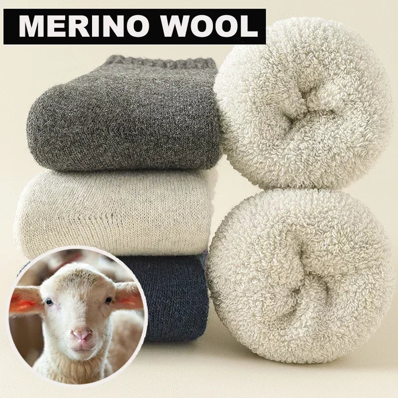 3 Pairs Wool Socks - Merino Wool for Outdoor Comfort Socks