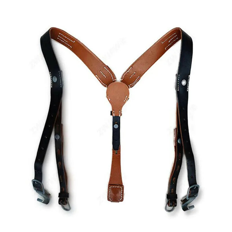 WW2 German Army Leather Y-STRAP Suspenders Replica