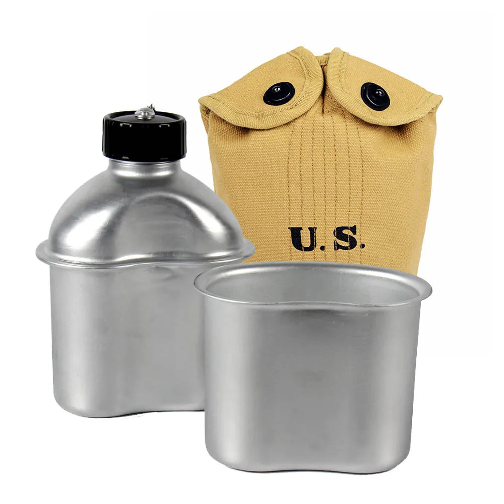 Replica WW2 US 1.0L Dining Plate with Cup Cover Set 3-in-1 CH17005-2 -KAHKI CHINA Replica