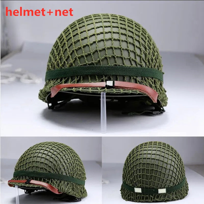 WWII M1 US Army Helmet Replica - Authentic Military Gear helmet and net One Size Replica
